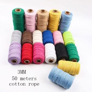 수제 3M 호환m 컬러풀 코튼 코드 로프 실 보헤미안 장식 50M 꼬임 마크라메 끈 홈 파티 웨딩 용품