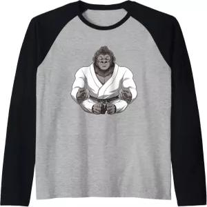 차분한 무술 유도와 주짓수 고릴라 라글란 야구 티