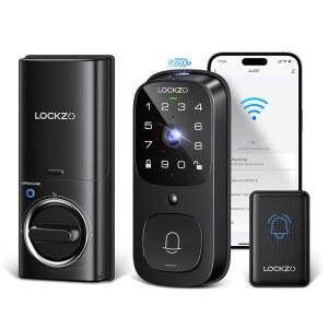 카메라가 있는 비디오 스마트 도어락, 6-in-1 Wi-Fi 키리스 엔트리 현관용 데드볼트 잠금 장치, 지문이 잠금, 키패드 코드, IP65 방수, 알렉사 및 구글 어시스턴트 지원