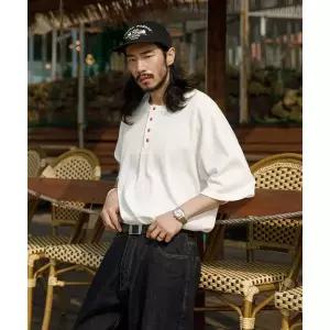 러기드하우스 레트로 헨리넥 와플 반팔티 아이보리 1919153