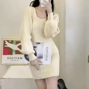 [라일리여성의류] Rly 5컬러 쫀쫀 니트 골지 슬림라인 스퀘어넥 미니원