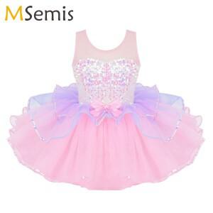 투투 발레 드레스 소녀 발레리나 전례 칭찬 서정적 댄스 의상 반짝 이는 스팽글 메쉬 스플 라이스 체조 레