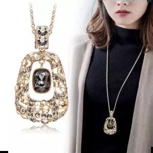 화려한 실버 샹들리에 긴 큰 롱 패션 목걸이 박스증정