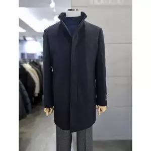 바쏘옴므 세이브존03 바쏘옴므 남자 네이비 울  혼방 밍크래빗FUR 하프 코트 WSAQZ4C