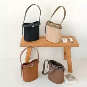 여성 원통형 스웨이드 숄더백 데일리 버킷백 가방