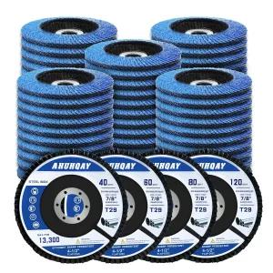 앵글 그라인더용 플랩 디스크 50팩 4 1/2 40 /60 /80 /120그릿 T29 고밀도 지르코니아 연마 휠 금속 목재