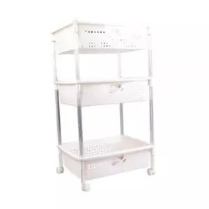 [생활] 다용도 이동식 선반 트롤리 3단 대 수납선반 바퀴선반