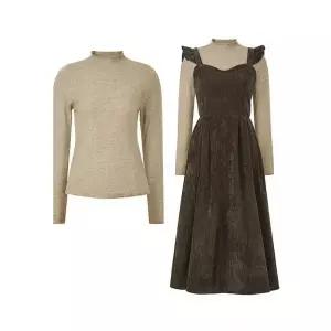 포커스 [2SET] 모크넥 니트+프릴 숄더 원피스_VF5W3OP3251