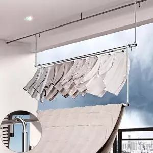 베란다천장건조대 스테인레스 건조대 3단 아파트 스텐 빨래봉 80-160cm