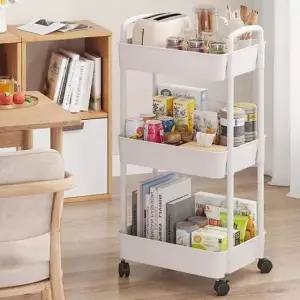 [생활] 3단 수납선반 트롤리 화이트
