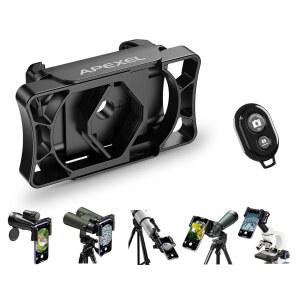 APEXEL 망원경 전화 어댑터 현미경 셔터 블루투스 리모컨 스코프. 용 쌍안경 단안 마운트 및 안드로이드 홀더 망원경용 사진 휴대폰 스포팅 포함