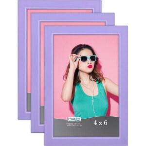 Icona Bay 4x6 액자 스칸디나비아 우드 컬러 사진 컬렉션 피자즈 스타일 보라색 솔리드 3팩