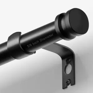 TKZTKZ 튼튼한 내구성 커튼봉 18-28인치 윈도우용 검은색 침실/주방/기숙사/아파트/도어용 조절 가능한