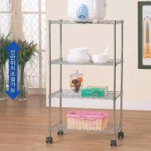 [생활] 실험실선반 위치이동 바퀴 다용도메탈랙 가로45cm4단 산업용