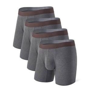 데이비드 아치 남성 복서 브 남성용 대나무 통기성 소프트 속옷 서포트 파우치 4팩으로 만든 레이온