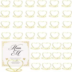 유치야 36개 하트 테이블 번호 홀더 - 결혼식 사무실 및 홈 데코용 방청 금속 플레이스 카드 스탠드(골드)