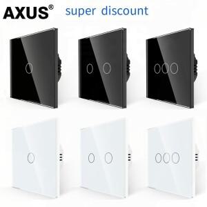 AXUS EU 터치 스위치 AC100-240V Led 백라이트 패널 강화 크리스탈 유리 벽 조명 감각 123 Gang Interrutto