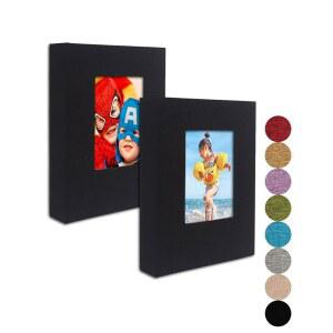 GPIRAL 작은 사진 앨범 u2013 패브릭을 있습니다. 커버 26페이지마다 사진이 드로잉 검은색 2팩 리넨 창문이 아트워크 들어 52장의 5x7 전면