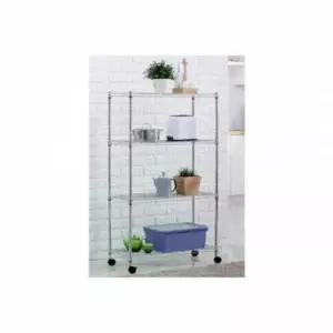 [생활] 간편이동 상하조절 4단 메탈수납선반900 바퀴선반