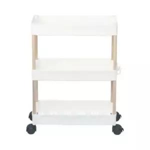 [생활] 이동식 좁은틈 정리선반 3단 우드봉 수납함 슬림형