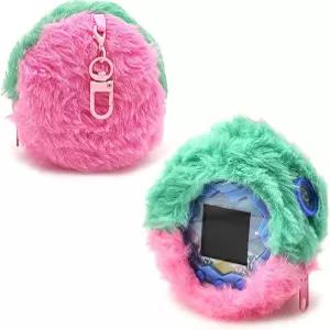 타마고치 파라다이스용 레오튜브 플러시 커버 지퍼가 달린 휴대용 보호 케이스 360도 풀 프로텍션(핑크)