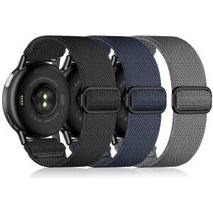 [미국배송] 포러너 165/55/570-42MM용 20MM 나일론 스포츠 탄성 밴드 여성용 가민 비보액티브 6/5/3 시계 베누/베누 스퀘어 교체용 소프트 손목 밴드 3팩과 호환됩니다