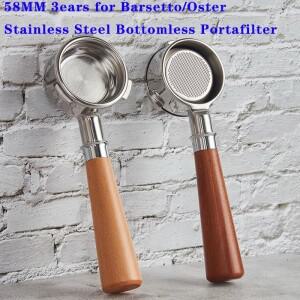 Barsettoer 커피 머신 용 58 MM 3 귀 Bottomless Portafilter 스테인레스 스틸 에스프레소 핸들 필터 바리