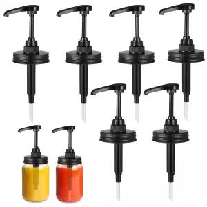 위안안 6 PCS 16온스 스테인리스 스틸 메이슨 병 비누 디스펜서 펌프 뚜껑 누수 방지 커피 시럽 녹슬지