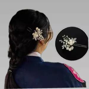 U자비녀 실버 한복뒤꽂이 혼주뒤꽂이 헤어 웨딩 장식