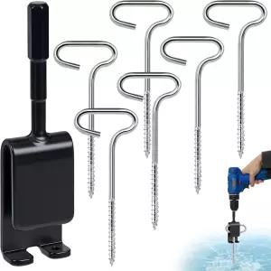 RGQSUN 얼음 낚시 앵커 도구 키트 텐트 말뚝 6개가 달린 드릴 어댑터 쉼터 설치 스 샨티 파워 드라이브