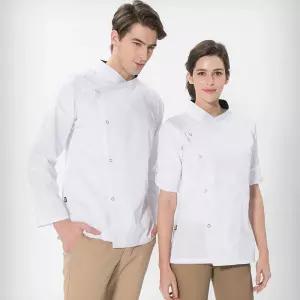 [모두쇼핑}요리 학원 실습 제빵 학생용 크로스넥 조리복 화이트 요리사복장 제과제빵조리복 셔츠유니폼 쉐