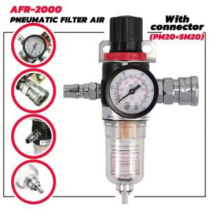 1개 AFR-2000 공압 필터 공기 처리 장치 커넥터 포함 PM20SM20 압력 조절기 컴프레서 감압 밸브 오일 워터