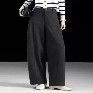 피로달 바지 모직 봄 캐주얼 여친 일자 슬랙스 팬츠룩 커프스 와이드 하이웨스트 HO1