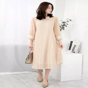 [모슬린]엄마옷 레이스 플리츠 쉬폰 원피스 613FGH282 마담중년여성빅사이즈50대60대