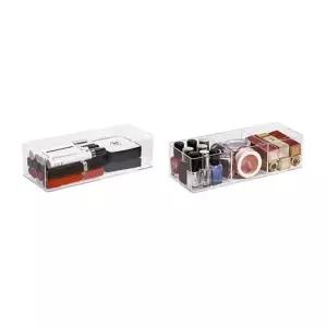 화장품 서랍정리함 칸막이 소품 수납함 투명 보관함 화장품 쥬얼리 보관함 메이크엄 책상 투명 가정용 정리