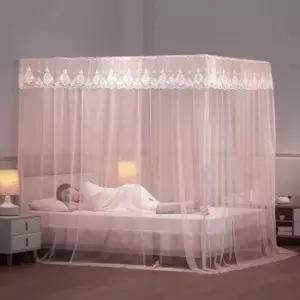 [생활] 레이스 커튼형 모기장 핑크색 침대용 모기장 180x200