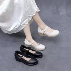 엘럽 여친 소 빅사이즈 슈즈 가죽 펌프스 프트 키높이 플랫 원템5