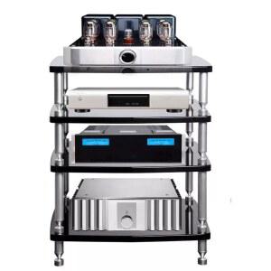 스피커선반 받침대 테이블 진열대 유리 63cm 거실장 랙 장식장 3단