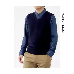 미비다 남친 니트 울 가을 캐주얼 솔리드 스웨터 민소매 브이넥 조끼 ADOR3