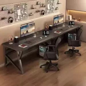 2인용 컴퓨터 책상 다크브라운 사무실 조립식 쌍둥이 일자