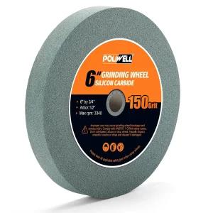 폴리웰 6인치 벤치 그라인더 연마 휠 1/2인치 Arbor 150 그릿 실리콘 카바이드 받침대 3/4인치 두께로 드릴