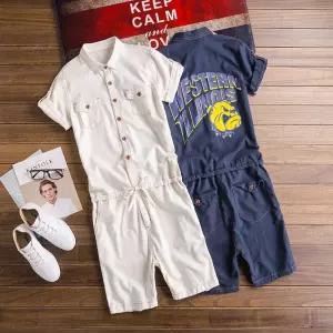 점프수트 작업복 용 여름 커버롤 반바지 보일러수트 멜빵