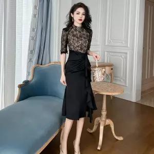 여성원피스 봄여름 시크 레이스 패치 셔링 플레어 머메이드 원피스 심쿵직구