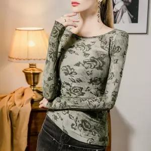 여성티셔츠 봄 보트넥 입체 플란넬 레깅스 망사 패치 프린트 긴팔 상의 심쿵해외구매