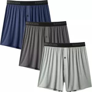 남성용 대나무 쿨 남성 복서 반바지 속옷 부드럽고 편안한 통기성 니트 (3팩 또는 5팩)