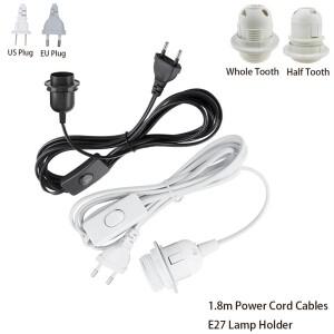 1.8M 램프베이스 홀더 전원 코드 케이블 E26 E27 EUUS 걸이펜던트 LED 전등 소켓 어댑터 스위치 와이어 포