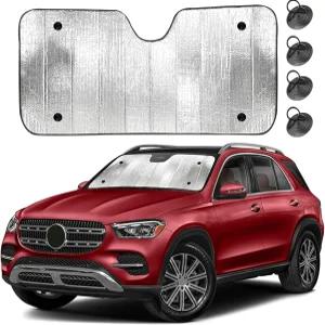 에코너 어코디언 자동차 앞유리 선섀도 4개의 흡입 컵이 있는 더블 폴더블 선바이저 반사형 그늘막이