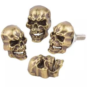 아렌벨 스컬 번호판 프레임 패스너 재미있는 볼트 오토바이 태그 나사 키트 장착 트럭 SUV 구리