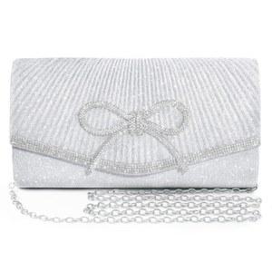 여성용 넥셀렌트 이브닝 백 클러치 지갑, 스파클리 보우 핸드백 크로스바디 웨딩백 글리터 라인스톤 파티