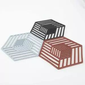 받침대 헥사 라인 냄비 그레이 실리콘